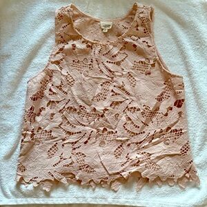 Pink Sleeveless Lace Blouse